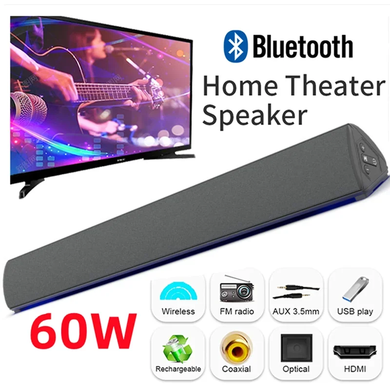 Home Cinema Complet - 3Dステレオサウンドシステム,Bluetoothサウンドバー,ワイヤレステレビ,PCスピーカー,カラオケ,FMミュージックセンター,60W