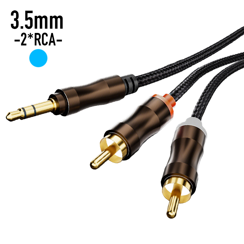 Home Cinema Beamer - RCA-3.5mmジャックAUXオーディオケーブルHiFiステレオ3.5mm-2RCAスプリッターケーブル、ホームシアター、テレビ、PC、アンプ、DVD、スピーカー用