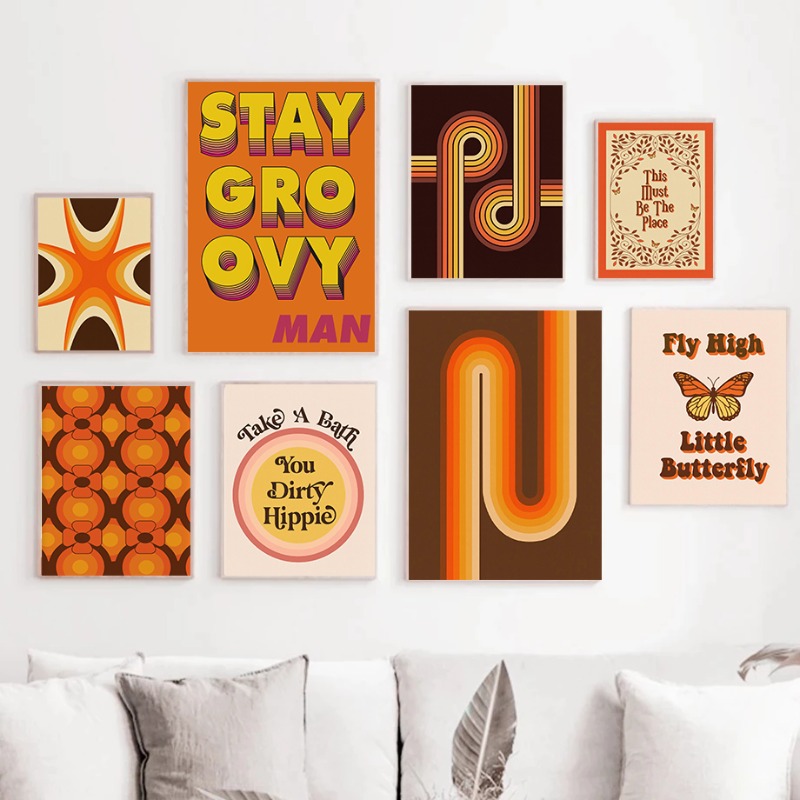 Home Cinema Wall Art - レトロ70年代ヒッピーアートプリント ヴィンテージフラワーブーケ ジークレー壁飾り お風呂に入る あなたは汚いヒッピー 面白い引用句ポスター