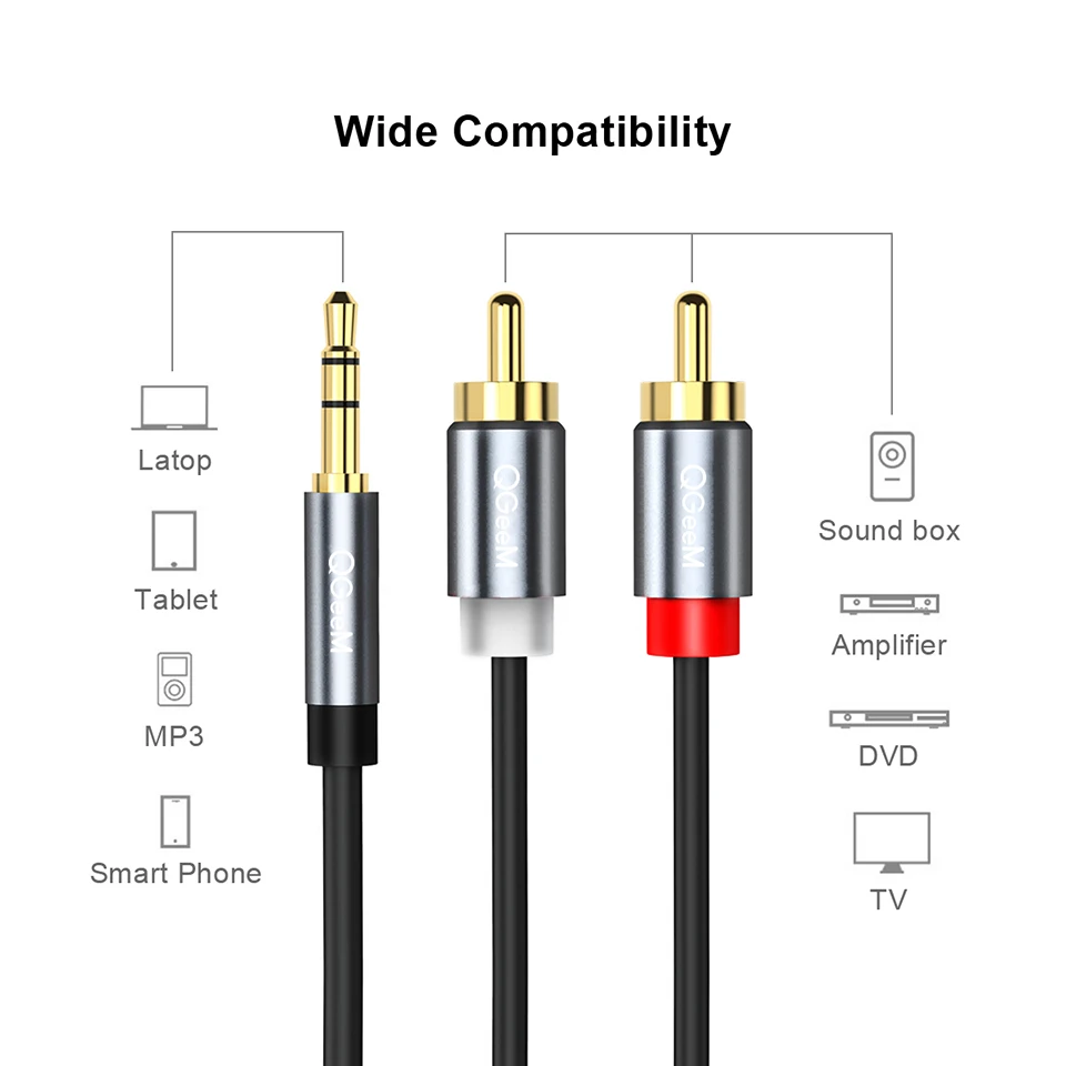 QGeeM RCAケーブル 2RCA-3.5mmオーディオケ - Home Cinema Beamer のレビューと価格