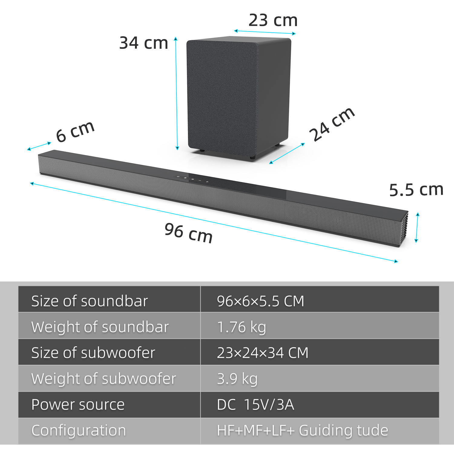 84W テレビ用サウンドバー サブウーファー付き サウンドバ - Home Cinema Complet のレビューと価格