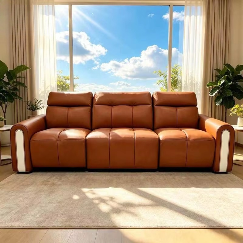 ホームシアター用オレンジレザーリクライニングソファ3人掛け電 - Home.Cinema Orange のレビューと価格