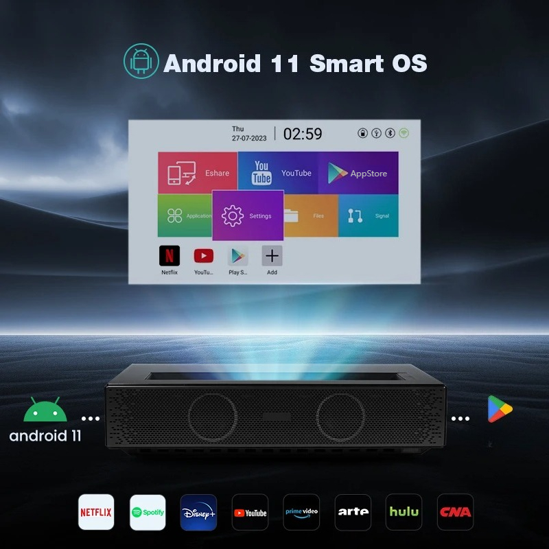 フルHD1080PレーザーDLP USTプロジェクター、4K - Home Cinema Ultra Short Throw Projector のレビューと価格