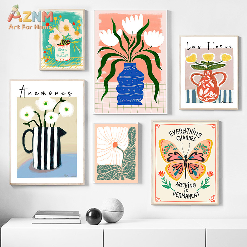AZNM ボヘミアンフローラルキャンバスウォールアート抽象的 - Home Cinema Wall Art のレビューと価格