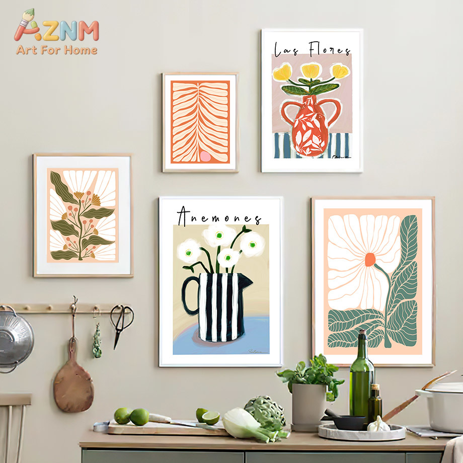 AZNM ボヘミアンフローラルキャンバスウォールアート抽象的 - Home Cinema Wall Art のレビューと価格