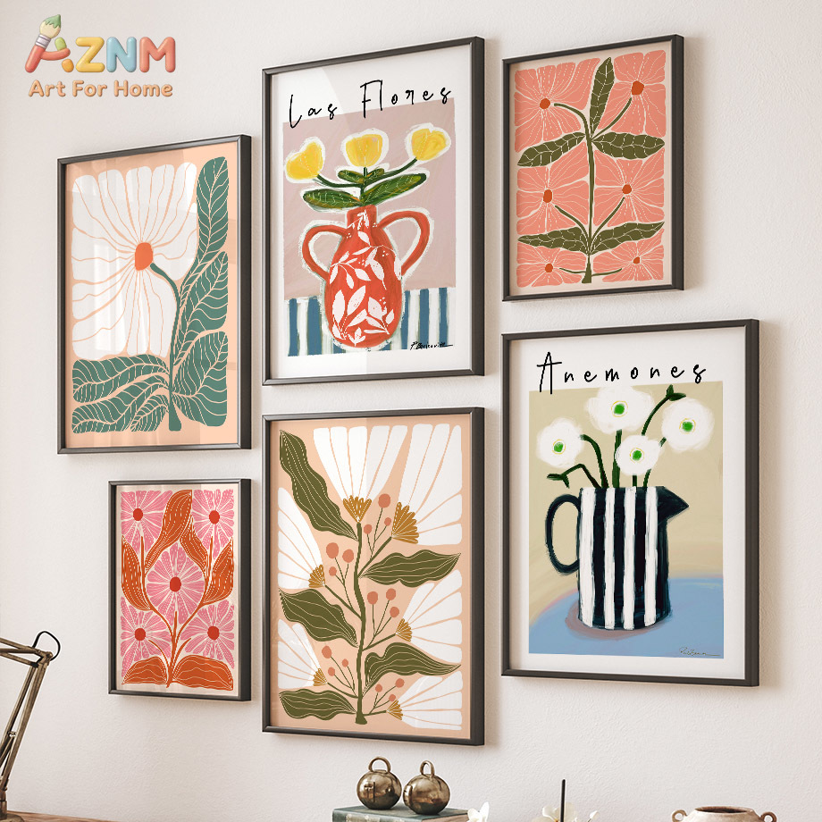 AZNM ボヘミアンフローラルキャンバスウォールアート抽象的 - Home Cinema Wall Art のレビューと価格