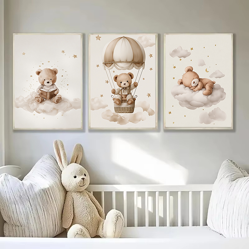 3枚セット ボヘミアン風 テディベア 動物 カスタム ベビー - Home Cinema Wall Art のレビューと価格